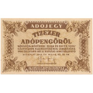 Hungary - 10,000 (Tízezer) Adópengő 1946 * P143b