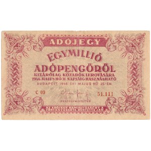 Hungary - 1,000,000 (Egymillió) Adópengő 1946 * P140a * numbered