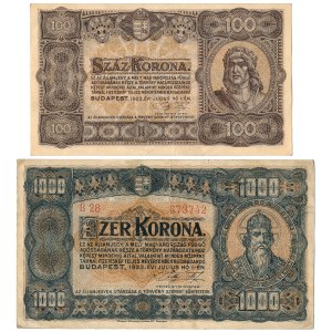 Hungary - 100 + 1,000 Korona 1923 * P73b, 75a