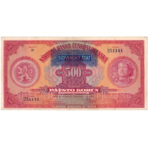 Słowacja - 500 Korun 1939 * P2s * SPECIMEN