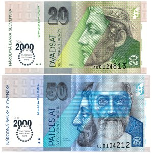 Slovensko – 20 + 50 korún 2000 * P34-35 * Millennium