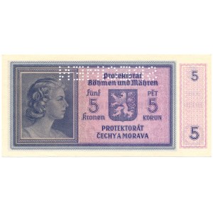 Czechy & Morawy - 5 Korun ND/1940 * P4s * seria H 030 * SPECIMEN