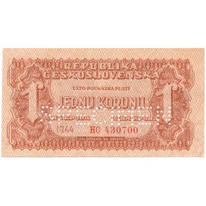 Czechoslovakia - 1 Koruna 1944 * P45s * SPECIMEN