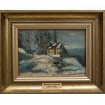 STANISŁAW KAMOCKI (1875-1944) ,Winter landscape with a church and presbytery in Podkarpacie".