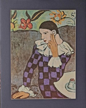 translate search Pablo Picasso (1881-1973) Zamyślony Arlekin 1976 (1901 - okres błękitny)