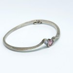 Silver oval bracelet with zircons