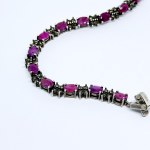 Silver bracelet with natural Rubies and Marcasites
