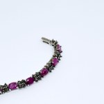 Silver bracelet with natural Rubies and Marcasites