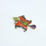 Interesting sterling silver gold-plated butterfly pendant with Amethysts, Peridots and Enamel