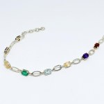 Silver bracelet with natural stones