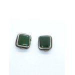 Vintage silver clips with jade