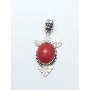 Silver Pendant with Garnet and Carnelian