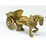 Brass figurine depicting a horse with a cart