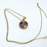 Silver gold-plated necklace with natural stones