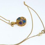 Silver gold-plated necklace with natural stones