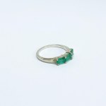 Silver ring with natural Emeralds and White Sapphires