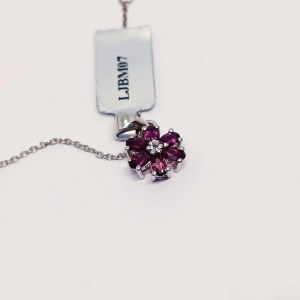 Silver necklace with natural garnets and topaz