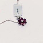 Silver necklace with natural garnets and topaz