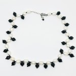 Silver Necklace with Pearls and Onyx