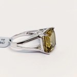 Silver ring with natural olive quartz