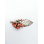 Silver brooch with coral ORNO Warsaw