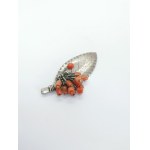 Silver brooch with coral ORNO Warsaw