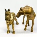 Two brass figurines depicting horses
