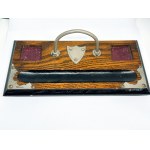 Wooden wrought-iron desk stand