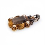 Pendant with smoky topaz and pearls