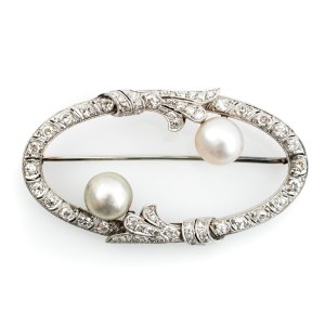 Pearl diamond brooch