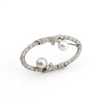 Pearl diamond brooch