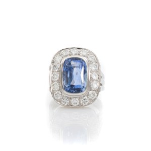 Sapphire ring set with diamonds 5ct | 1.6ct