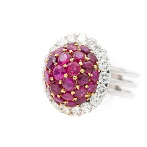 Bombé ruby diamond ring