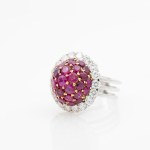 Bombé ruby diamond ring