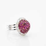 Bombé ruby diamond ring