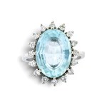 Aquamarine diamond ring