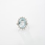 Aquamarine diamond ring