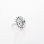 Aquamarine diamond ring