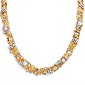 Collana di perle e diamanti