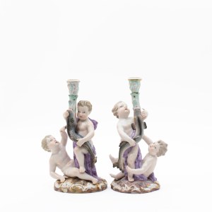 MEISSEN Paar Figurenleuchter mit Amoretten