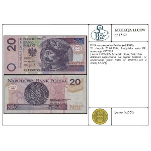 Poland, 20 zlotys, 25.03.1994, BE