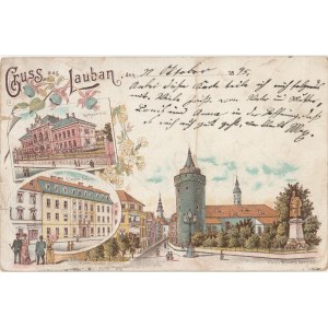 LUBAŃ. Gruss aus Lauban, wyd. ok. 1895; kolor., stan db