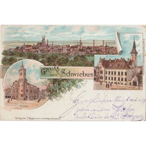 ŚWIEBODZIN. Gruss aus Schwiebus, Rathaus, Kaiserl. Postamt, wyd. C. Wagner
