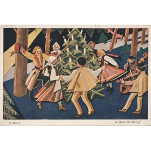 KRAKÓW. S. Rzepa, Wesołych Świąt, wyd. ok. 1938; kolor., stan bdb, z obiegiem