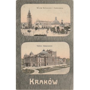 KRAKÓW. Wieża Ratuszowa i Sukiennice / Teatr Krakowski / Kraków, wyd. J. Klein