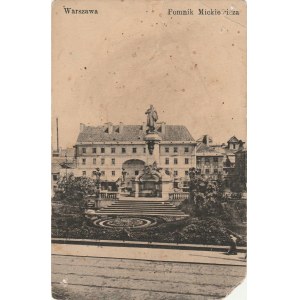 WARSZAWA. Warszawa / Pomnik Mickiewicza, wyd. E.W., ok. 1910; cz.-b., stan sł.