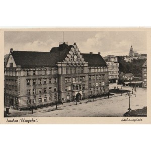CIESZYN. Teschen (Olsagebiet) / Rathausplatz, wyd. ok. 1943; cz.-b., stan db