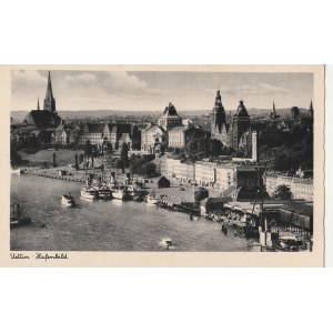 SZCZECIN. Stettin / Hafenbild, wyd. Schöning & Co., Lübeck, przed 1939; cz.-b.