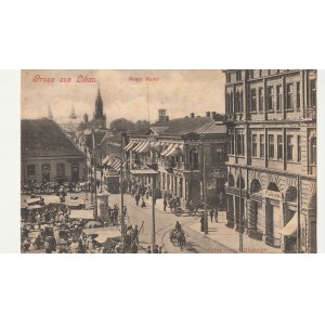 LIPAWA. Gruss aus Libau. Neuer Markt, wyd. przed 1918; cz.-b., stan db