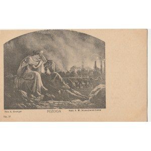 LWÓW. Reprodukcja obrazu Grottgera z cyklu Wojna: POŻOGA, wyd. Nakł. S. W